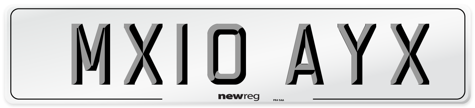 MX10 AYX Number Plate from New Reg